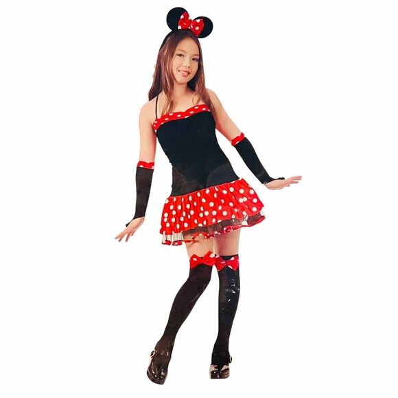 Miss Mouse Minnie Costume Girls Size XL 12-14 Dress & Ears NEW - Picture 1 of 3